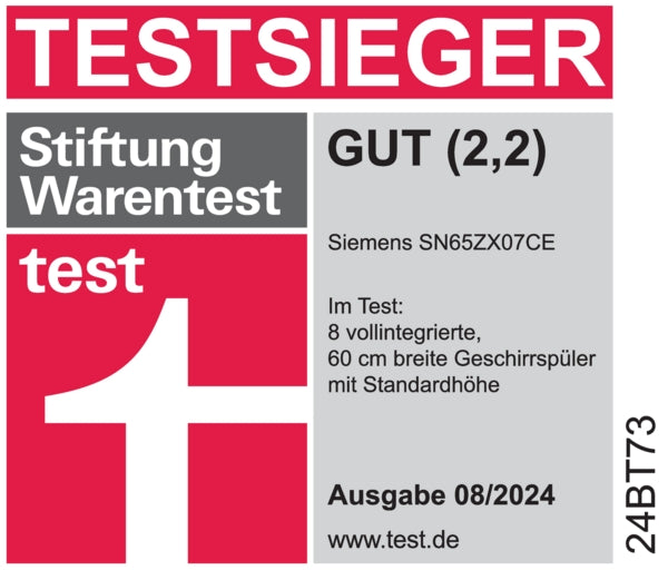 iQ500, Vollintegrierter Geschirrspüler, 60 cm SN65ZX07CE