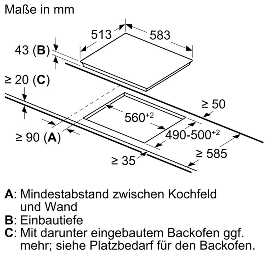 Siemens EQ211KA11 (EA64RGNA1E,HE213ABS3) Herdset 5Heizarten Versenkknebel LED-Display Elektrokochfeld