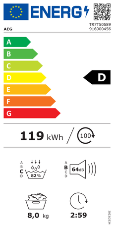 AEG Lavatherm TR7T50589 8kg