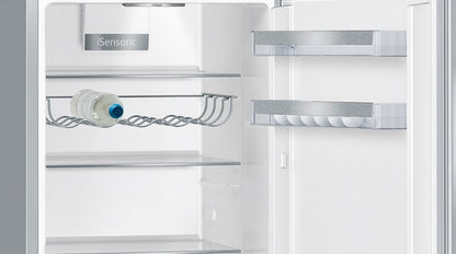 iQ500, Freistehende Kühl-Gefrier-Kombination mit Gefrierbereich unten, 186 x 60 cm, Metall-Optik KG36EALCA