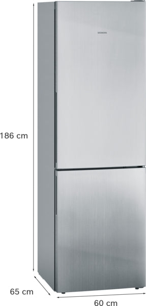 iQ500, Freistehende Kühl-Gefrier-Kombination mit Gefrierbereich unten, 186 x 60 cm, Metall-Optik KG36EALCA