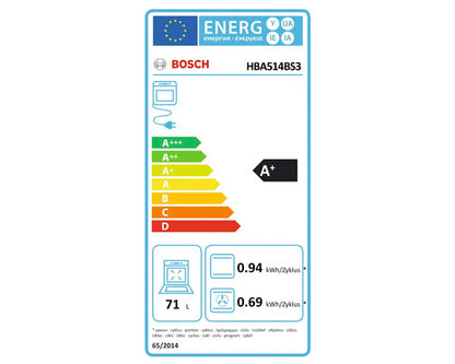 Bosch Serie 4, Einbau-Backofen, 60 x 60 cm, Edelstahl HBA514BS3
