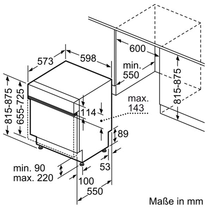 iQ500, Teilintegrierter Geschirrspüler, 60 cm, Gebürsteter Stahl SN55ES12CE